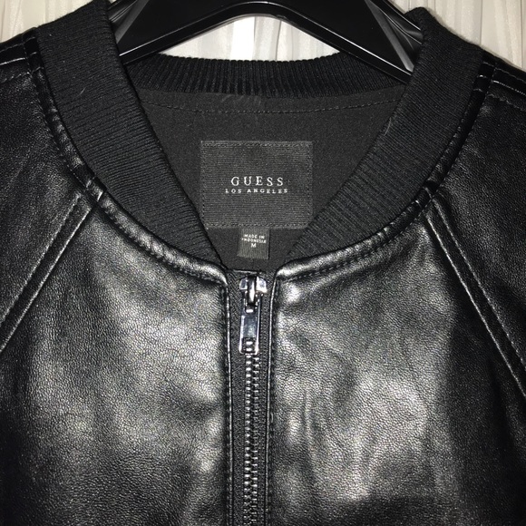 GUESS Faux Leather Bomber Jacket - Picture 6 of 8